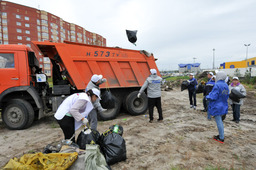Собранный мусор вывезли на трех грузовиках