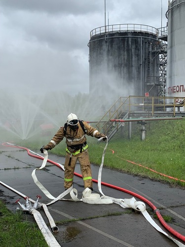 Оперативные действия пожарного ВПЧ-1 на месте условоного разлива нефтепродукта